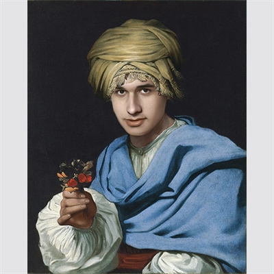 Custom Renaissance Portrait Boy in a Turban Holding A Nosegay from Photo,by myDaVinci - myDaVinci